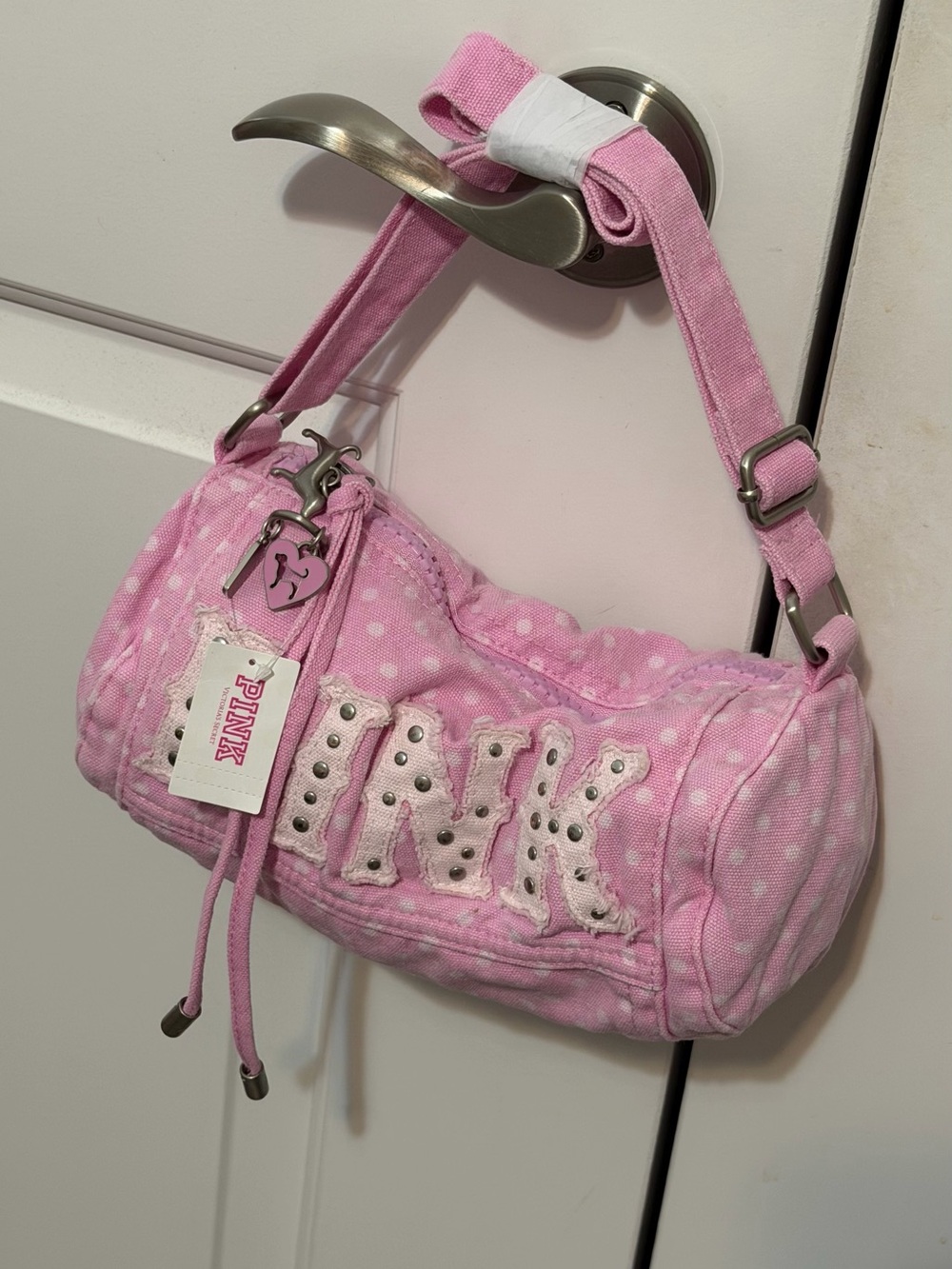 Victoria's Secret PINK Canvas Rolled Duffle Shoulder Bag in pink denim - Picture 5 of 12